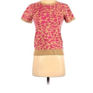 J.O.A. Fuchsia and Beige Animal Print Short Sleeve Top